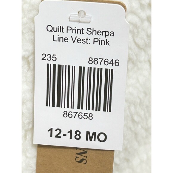 Infant Girl 12-18 Months Pink Quilted Print Sherpa Lined Vest NWT - Picture 5 of 11